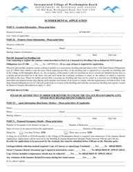 Summer Rental Application - Westhampton Beach, New York