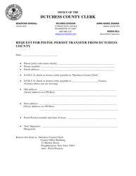 Document preview: Request for Pistol Permit Transfer From Dutchess County - Dutchess County, New York