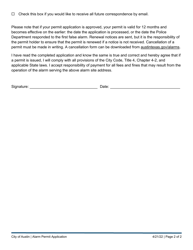 Alarm Permit Application - City of Austin, Texas, Page 2