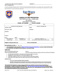 Form 1A &quot;Alternate Fire Extinguishing Plan Submittal&quot; - City of Fort Worth, Texas