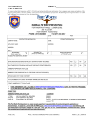 Form 1A &quot;Fire Sprinkler Plan Submittal&quot; - City of Fort Worth, Texas