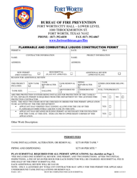 &quot;Flammable and Combustible Liquids Construction Permit&quot; - City of Fort Worth, Texas
