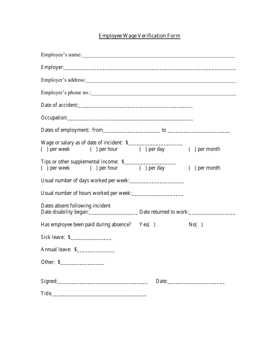 employee wage verification form download printable pdf templateroller