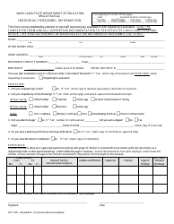 Form OCC1205 &quot;Individual Personnel Information&quot; - Maryland