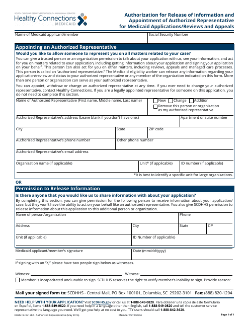 DHHS Form 1282  Printable Pdf