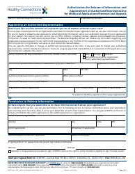 DHHS Form 1282 Authorization for Release of Information and Appointment of Authorized Representative for Medicaid Applications/Reviews and Appeals - South Carolina