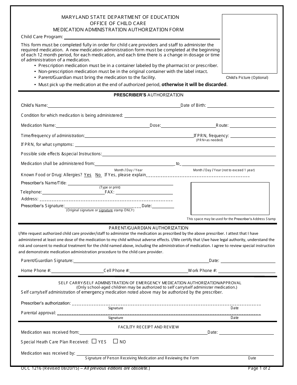 Form OCC1216 - Fill Out, Sign Online and Download Printable PDF ...