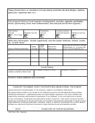 CAP Form 160 CAP Member Health History Form, Page 2