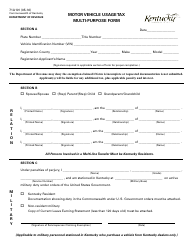 Form 71A101 Motor Vehicle Usage Tax Multi-Purpose Form - Kentucky