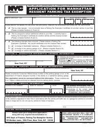 Form PTEA1099 Application for Manhattan Resident Parking Tax Exemption - New York City