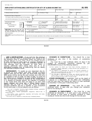 Form AL-W4 &quot;Employee's Withholding Certificate for City of Albion Income Tax&quot; - City of Albion, Michigan