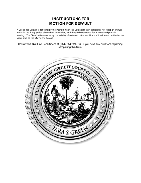 Motion for Default - Clay County, Florida Download Pdf