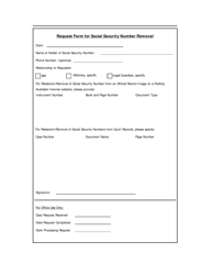 Document preview: Request Form for Social Security Number Removal - Clay County, Florida