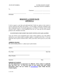 Document preview: Form CL-0822-0805 Request a Court Date (Option 4) - Volusia County, Florida