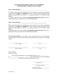 Document preview: Form CL-0668-1501 Statement Regarding Family Law Handbook and Premarital Preparation Course - Volusia County, Florida