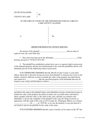 Document preview: Form 171-171 Order for Replevin (Notice Served) - Lake County, Illinois