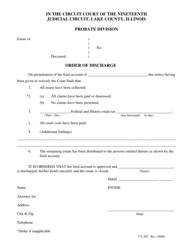 Document preview: Form 171-207 Order of Discharge - Lake County, Illinois