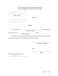 Document preview: Form 171-299 Order Vacating Guardianship - Lake County, Illinois