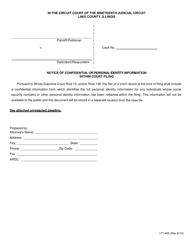 Document preview: Form 171-403 Notice of Confidential or Personal Identity Information Within Court Filing - Lake County, Illinois