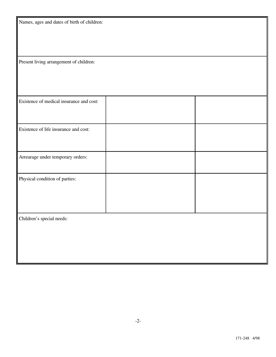 Form 171-248 Joint Trial Conference Memorandum - Lake County, Illinois, Page 2