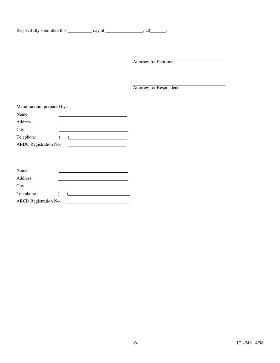 Form 171-248 Joint Trial Conference Memorandum - Lake County, Illinois, Page 6