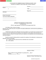 Document preview: Form E5232/5240 Affidavit for Service by Publication (Divorce, Legal Separation, Annulment and Parentage Cases Only) - Franklin County, Ohio