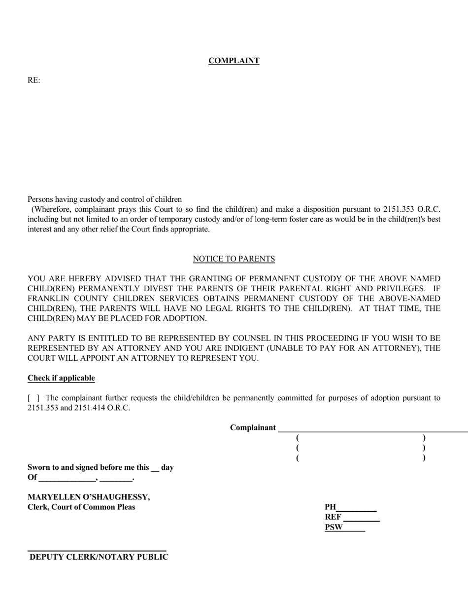 Complaint - and Cases - Franklin County, Ohio, Page 2