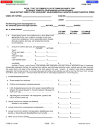 Form 21 (E5360) Child Support Computation Worksheet Sole Residential Parent or Shared Parenting Order - Franklin County, Ohio