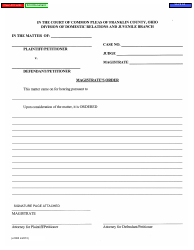 Document preview: Form E1000 Magistrate's Order - Franklin County, Ohio