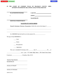 Document preview: Magistrate's Bond Order - Franklin County, Ohio