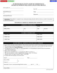 Document preview: Form eJU5235 Non-spousal Artificial Insemination Affidavit - Franklin County, Ohio