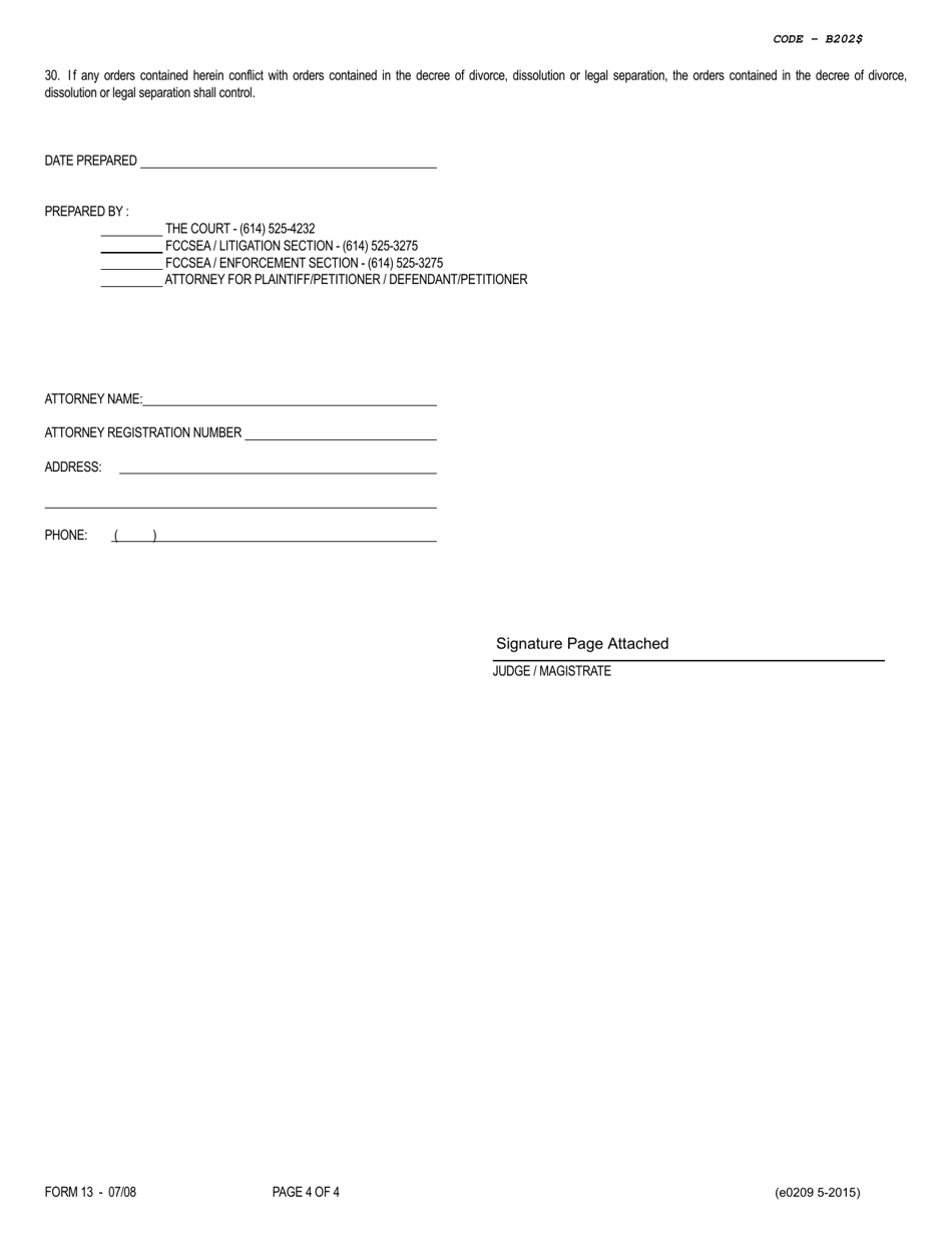 Form 13 (E0209) Magistrates Order / Order for Cash Bond - Franklin County, Ohio, Page 4