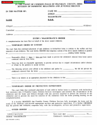 Document preview: Form eJU100-4260 Magistrate Order Entry for Temporary Order of Custody - Franklin County, Ohio