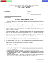 Form eJU7146 Notice to Nonregistering Party (Uifsa - Support) - Franklin County, Ohio