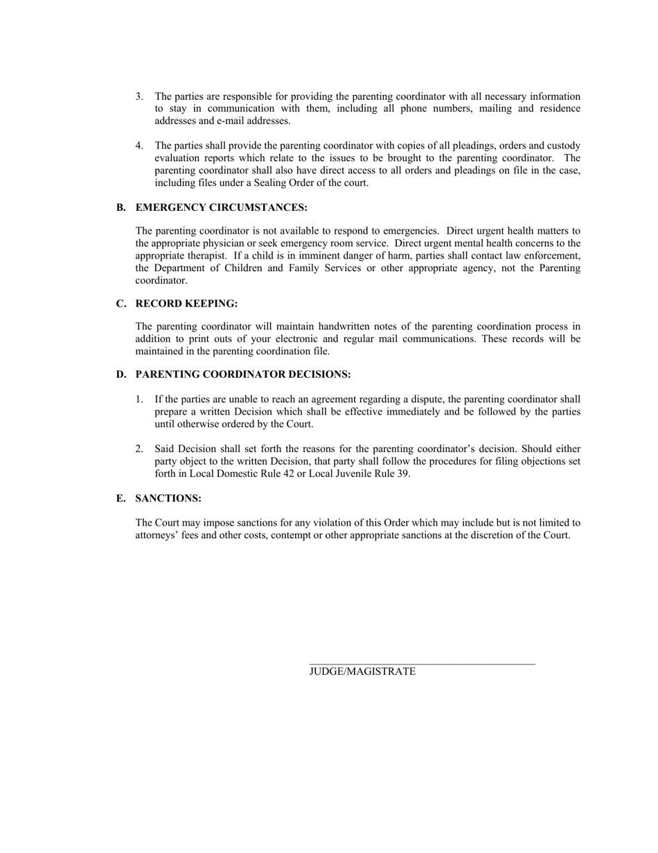 Order Appointing Parenting Coordinator - Franklin County, Ohio, Page 4