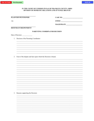 Document preview: Parenting Coordinator Decision - Franklin County, Ohio