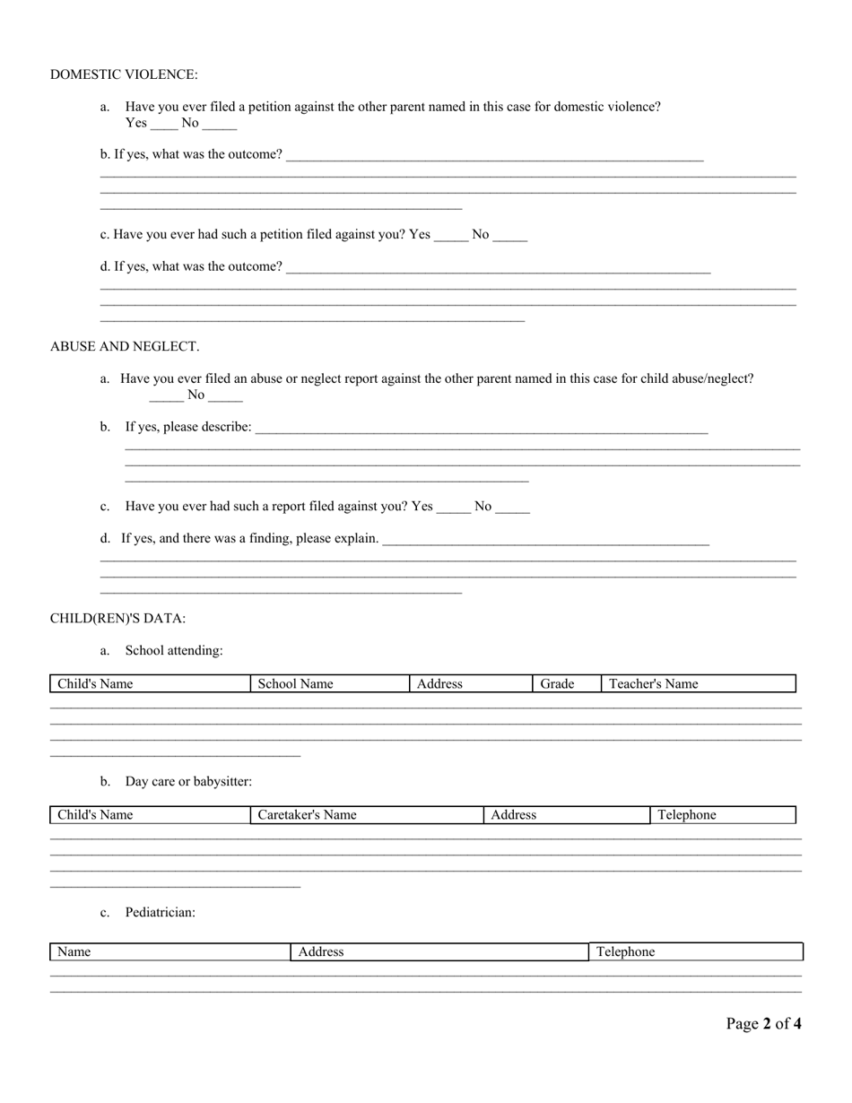 Franklin County, Ohio Parenting Coordination Intake Form - Fill Out ...