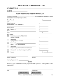Document preview: Form 22.4 Report of Distribution and Entry Minor's Claim - Warren County, Ohio