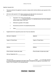 Form 22.5 Application to Settle a Claim of an Adult Ward - Warren County, Ohio, Page 2