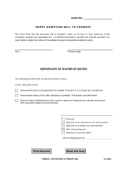 Form 2.0 Application to Probate Will - Warren County, Ohio, Page 2