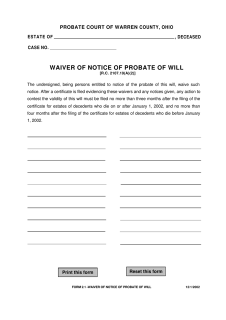 Form 2.1  Printable Pdf