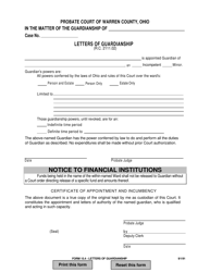 Document preview: Form 15.4 Letters of Guardianship - Warren County, Ohio