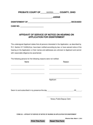 Document preview: Form 25.3 Affidavit of Service of Notice on Hearing on Application for Disinterment - Warren County, Ohio