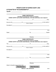 Document preview: Form 15.81 Bank Certificates - Warren County, Ohio