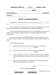 Document preview: Form 25.6 Order to Disinter Remains - Warren County, Ohio