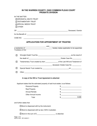 Document preview: WCPC Form 50.0 Application for Appointment of Trustee - Warren County, Ohio