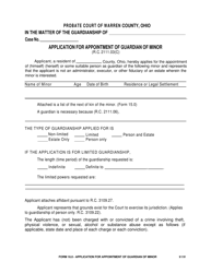 Form 16.0 Application for Appointment of Guardian of Minor - Warren County, Ohio