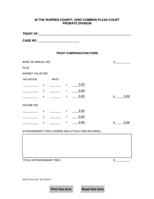 WCPC Form 50.8  Printable Pdf