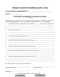 Document preview: Form 17.1A Supplement for Emergency Guardian of Person - Warren County, Ohio