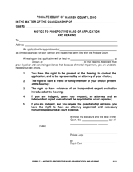 Document preview: Form 17.3 Notice to Prospective Ward of Application and Hearing - Warren County, Ohio